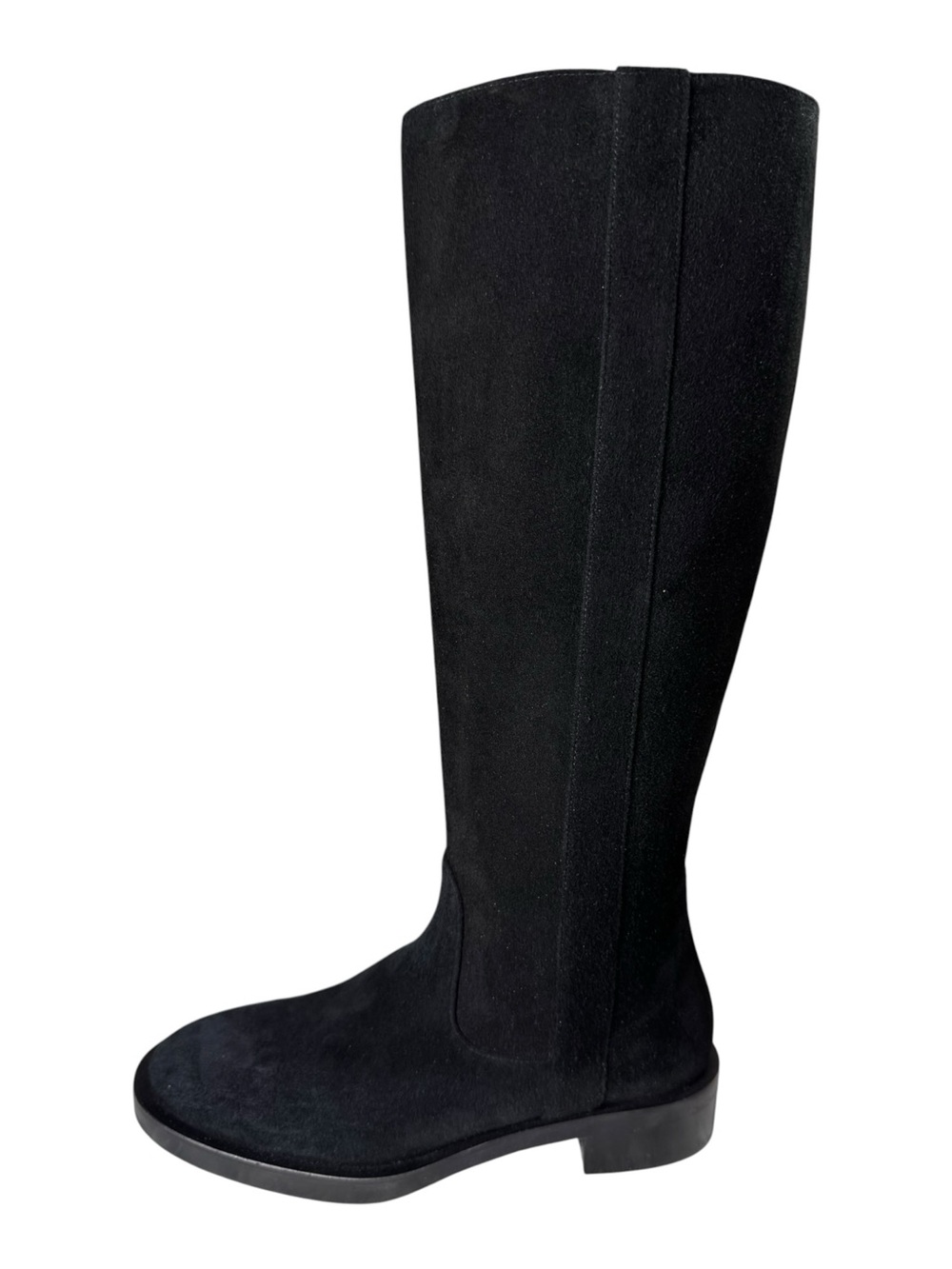 NWT Stuart Weitzman Black Suede Knee High Riding Boots Low Heel 6 B Spain Flat